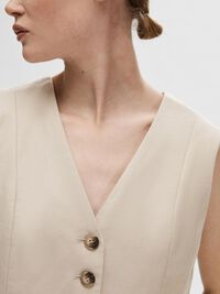 TAILORED LINEN BLEND WAISTCOAT, Humus, highres