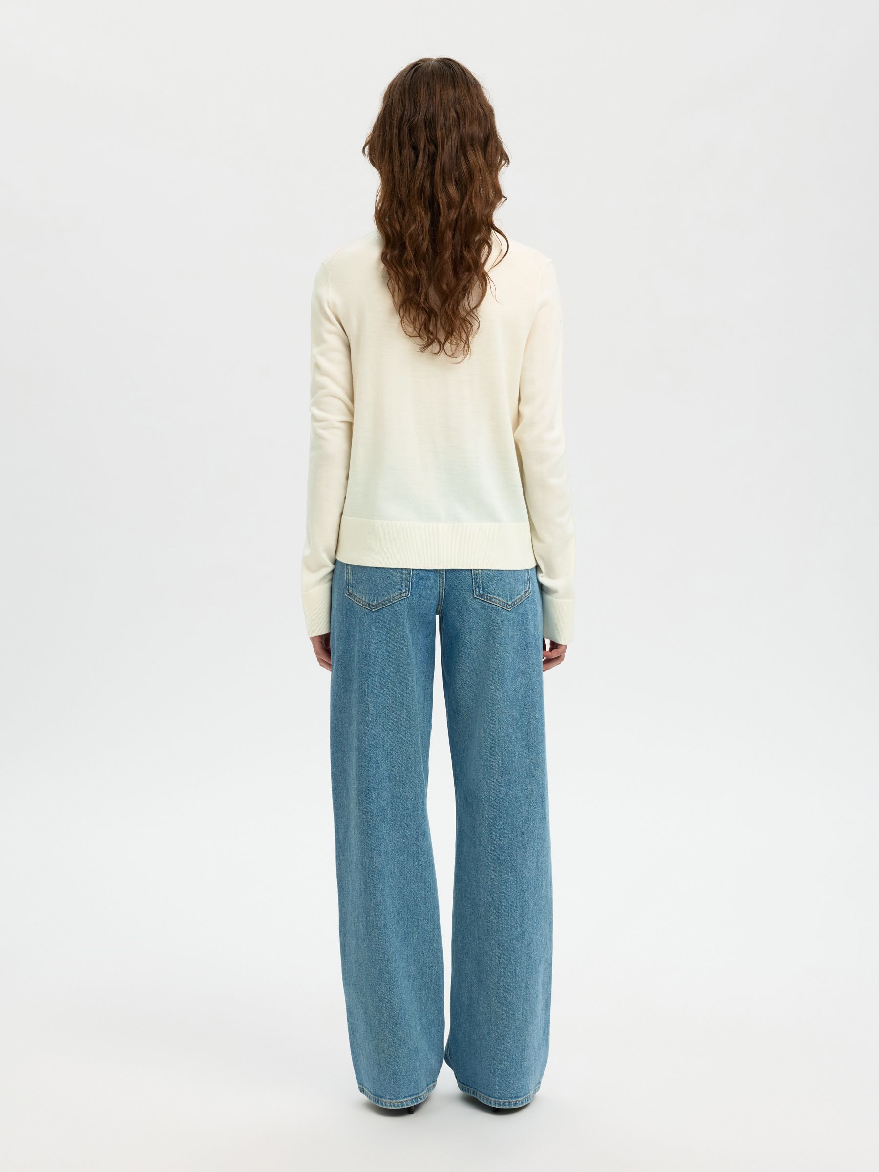 100% MERINO WOOL KNITTED CARDIGAN, Egret, highres