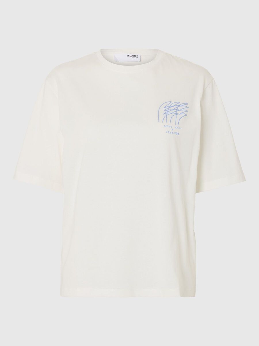 Selected EMBROIDERED CREWNECK T-SHIRT, Snow White, highres - 16097307_SnowWhite_1175767_001.jpg