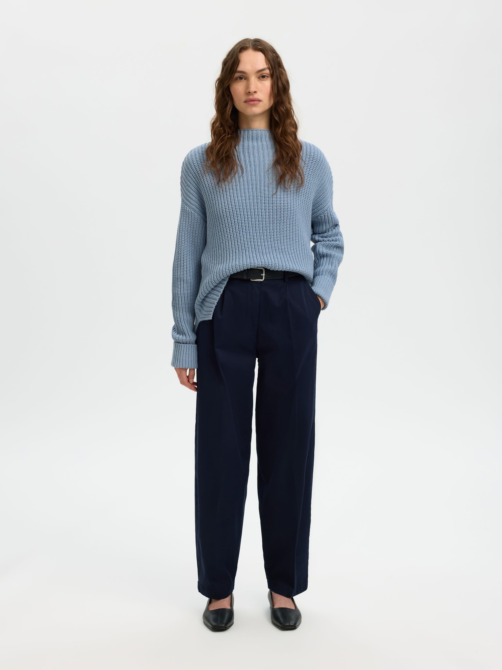 OVERSIZED PULLOVER, Dusty Blue, highres