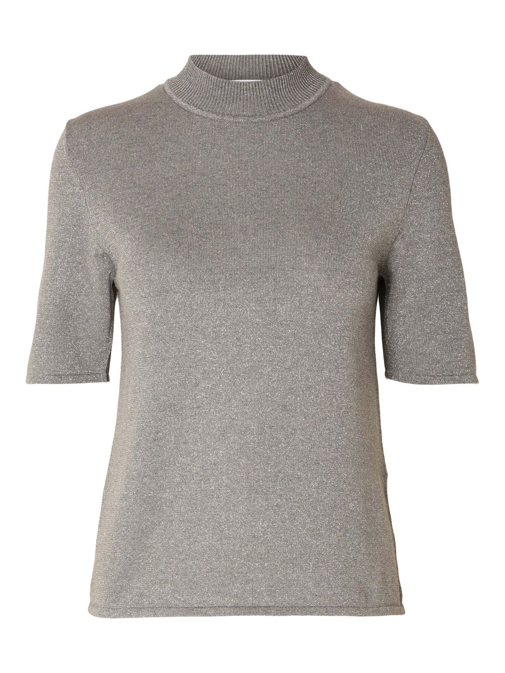 GLITTER KNITTED TOP, Medium Grey Melange, highres