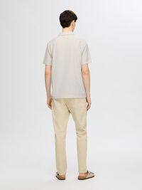HALF-ZIP PLISSEE POLO SHIRT, Egret, highres