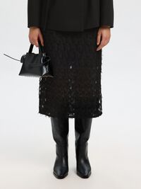 JACQUARD MIDI SKIRT, Black, highres