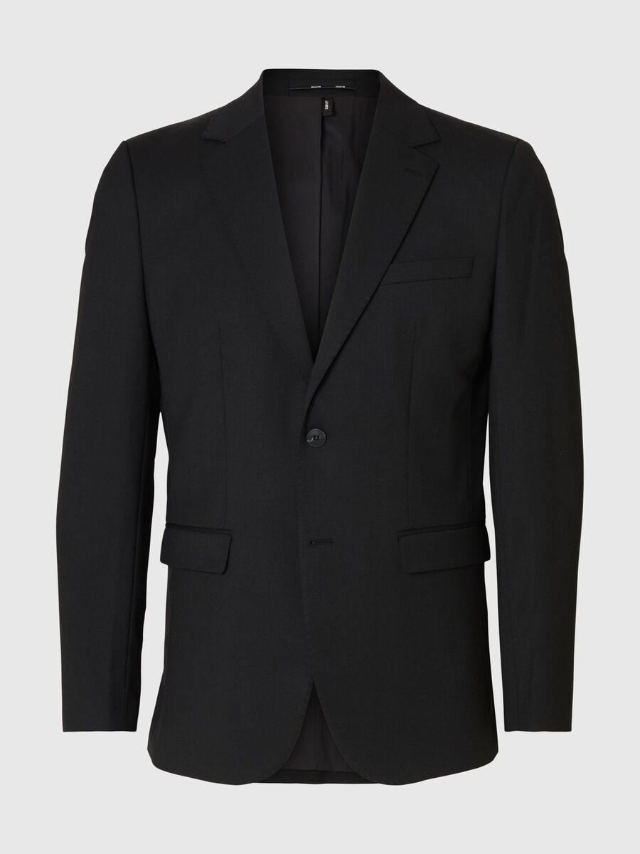 Selected WOOL BLEND BLAZER, Black, highres - 16098276_Black_001.jpg