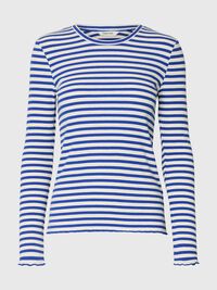 STRIPED LONG-SLEEVED T-SHIRT, Dazzling Blue, highres