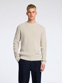 STRUCTURED CREWNECK JUMPER, Oatmeal, highres