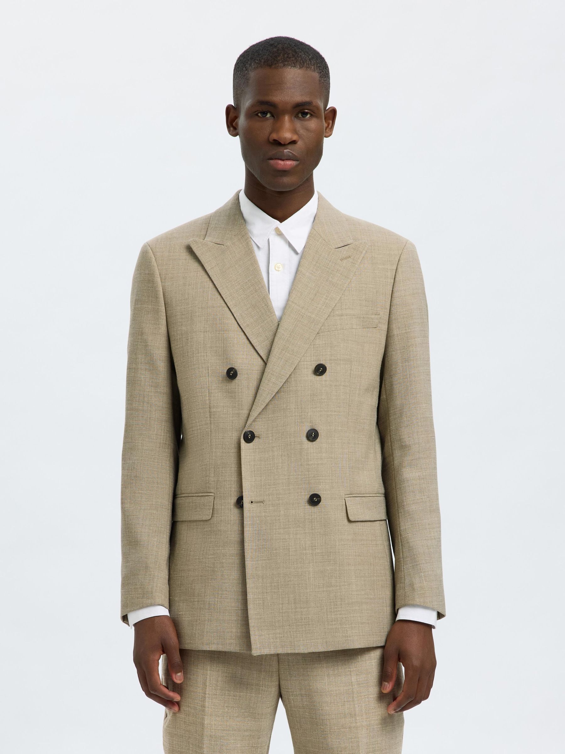 SLIM FIT DOUBLE-BREASTED BLAZER | White | Selected