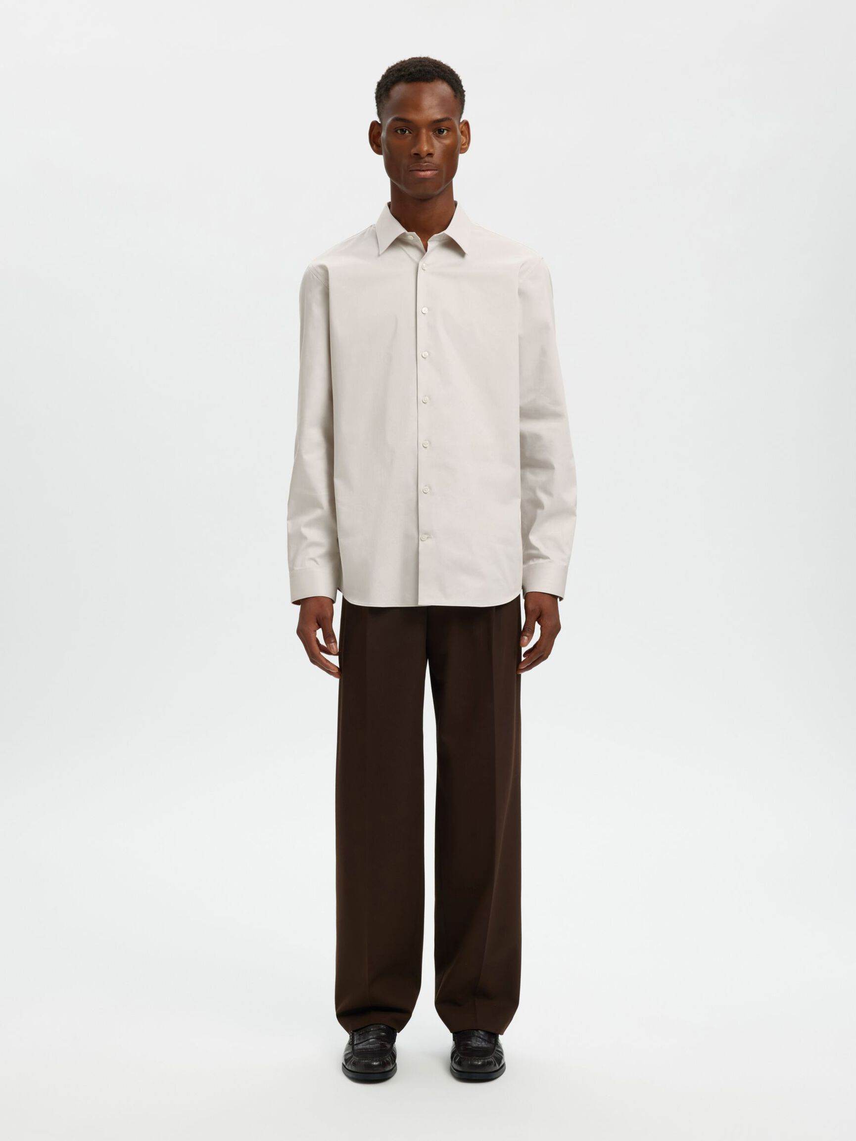 SLIM FIT STRETCH SHIRT, Sand, highres