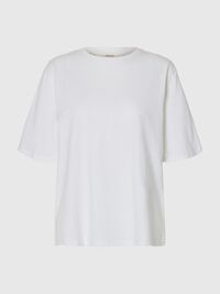 LINEN BLEND T-SHIRT, Bright White, highres