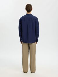 HEMP BLEND LONG SLEEVED SHIRT, Ocean Cavern, highres