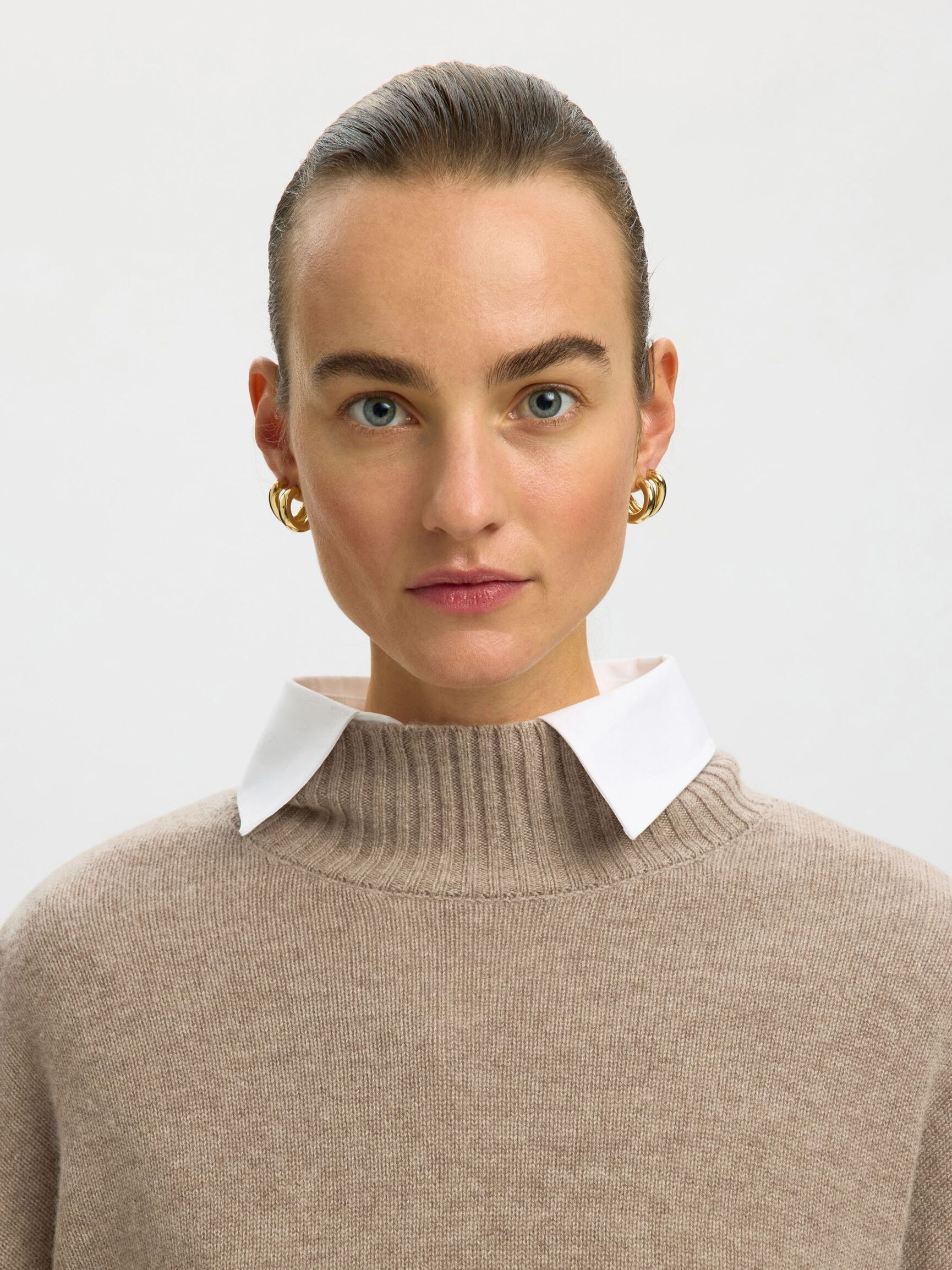 CASHMERE-BLANDING STRIKTRØJE, Irish Cream, highres