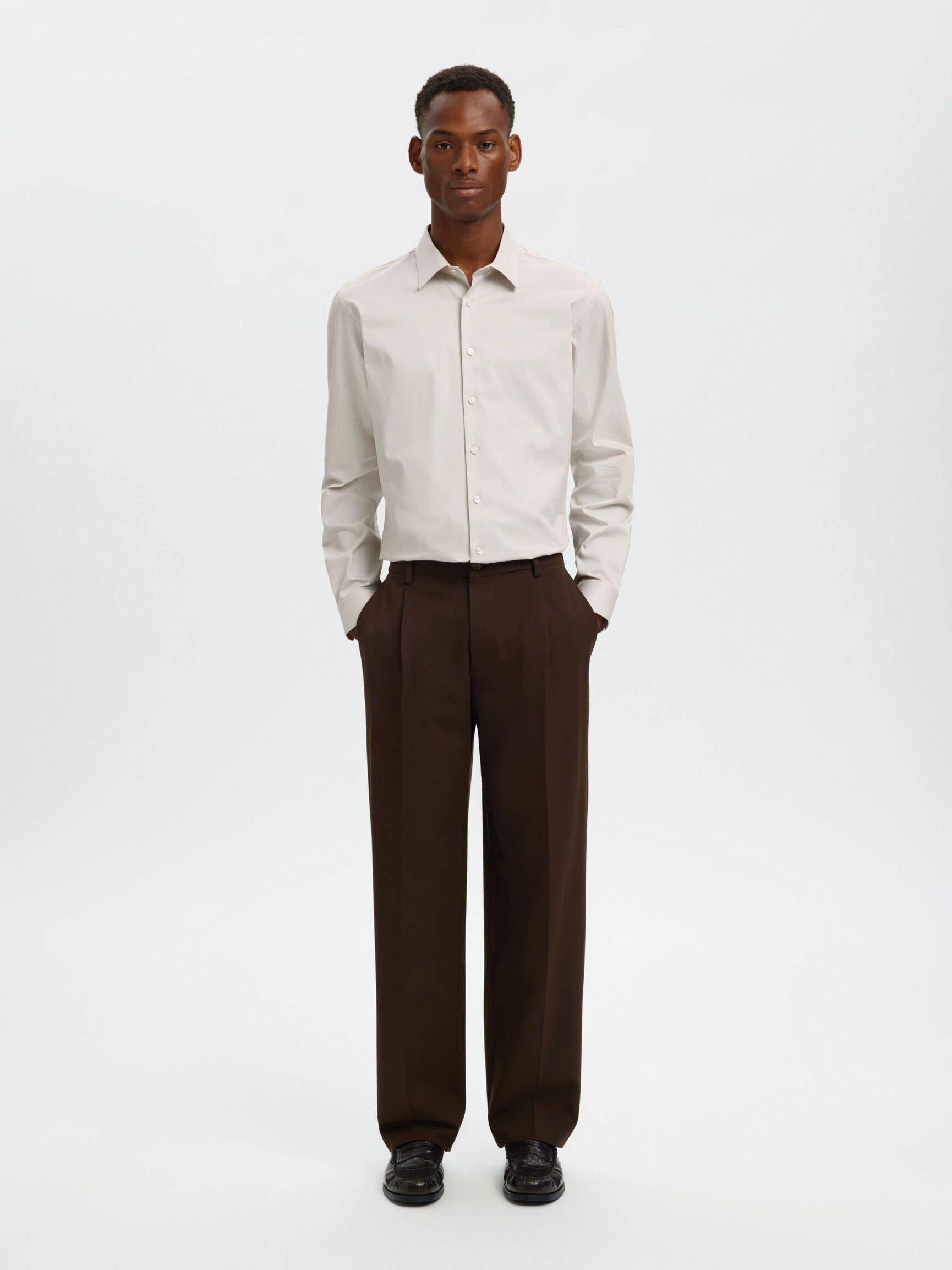 SLIM FIT STRETCH SHIRT, Sand, highres