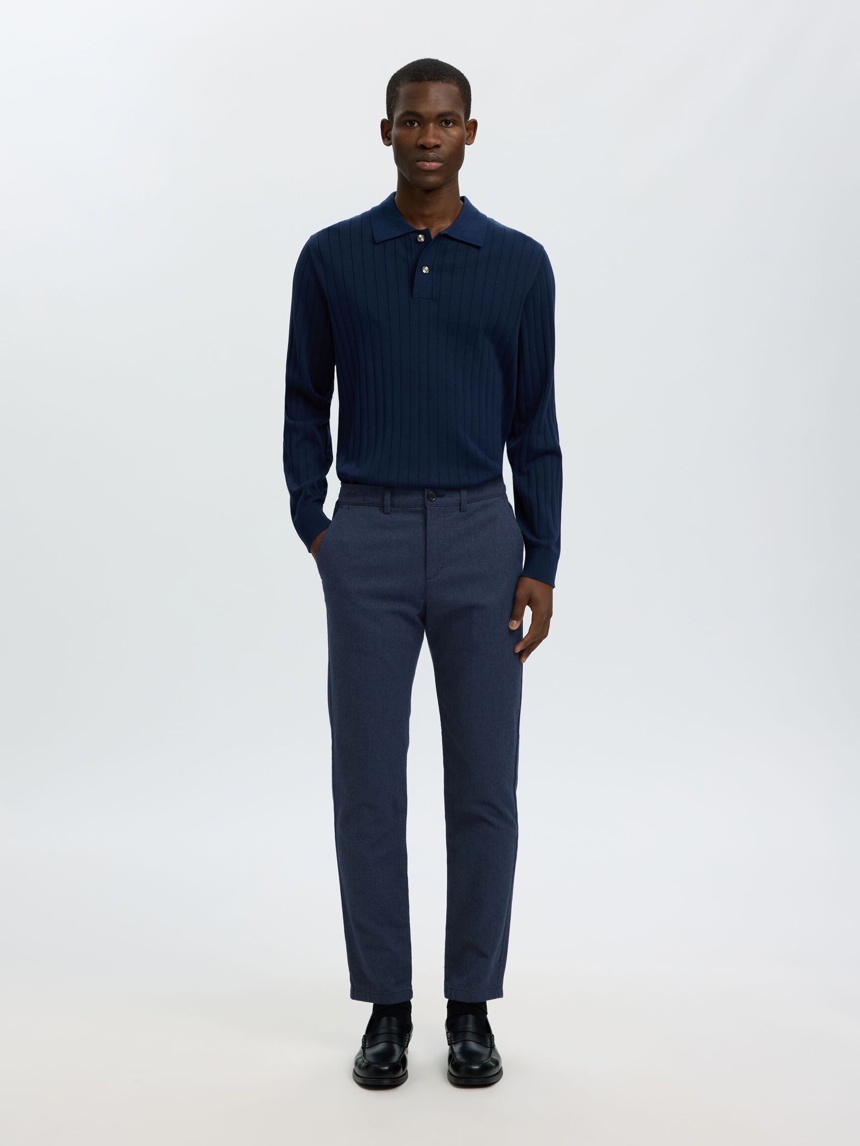 175 SLIM-FIT BRUSHED CHINOS, Dark Sapphire, highres