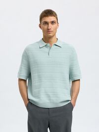 CAMICIA POLO IN MAGLIA, Winter Sky, highres