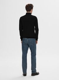 LONG-SLEEVED ROLL NECK PULLOVER, Black, highres