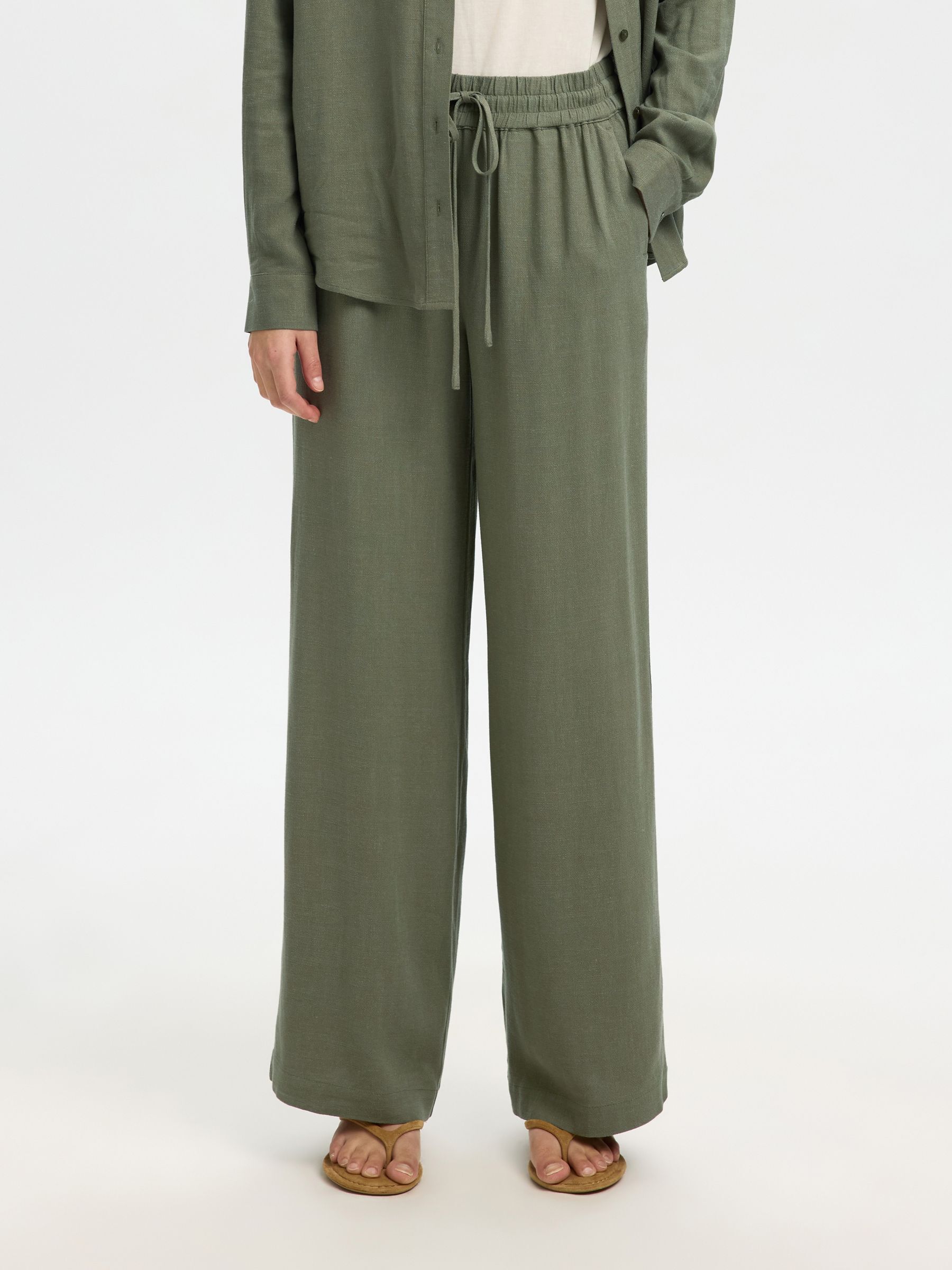 VISCOSE BLEND TROUSERS, Deep Lichen Green, highres