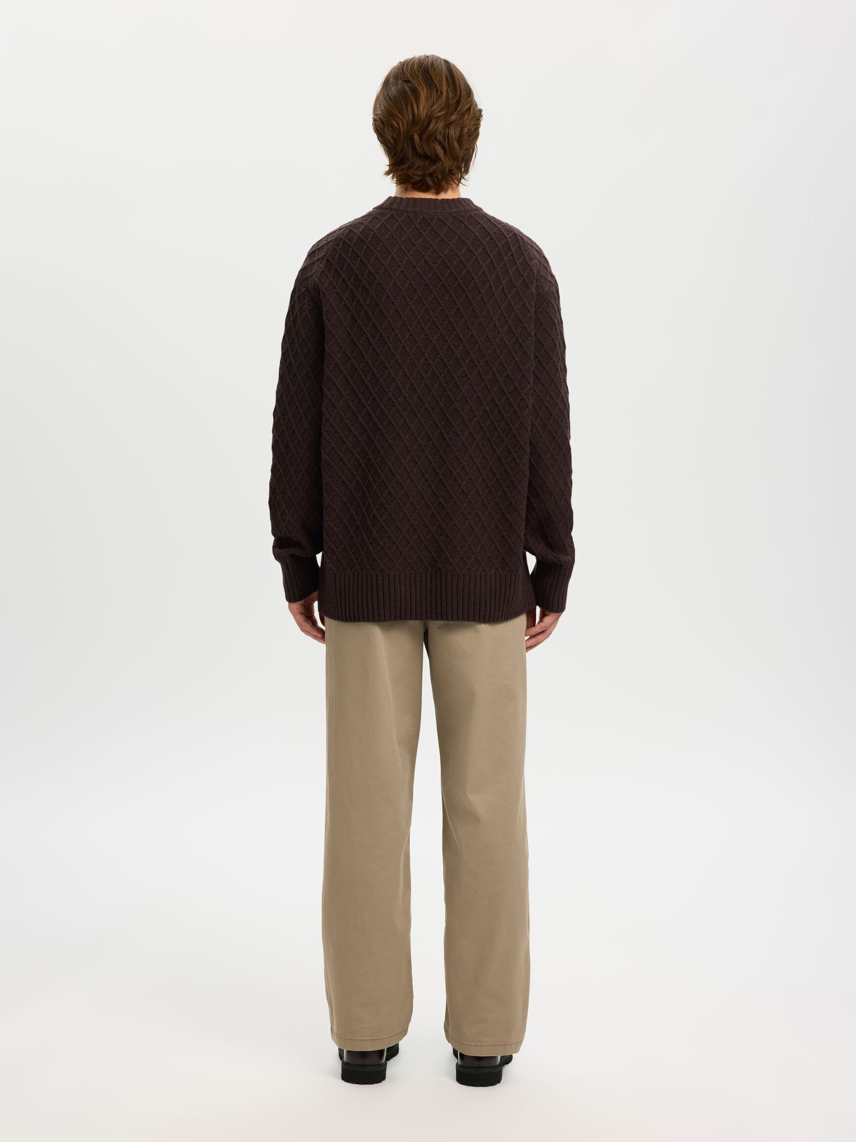 TEJIDO TEXTURIZADO JERSEY DE CUELLO REDONDO, Chocolate Torte, highres