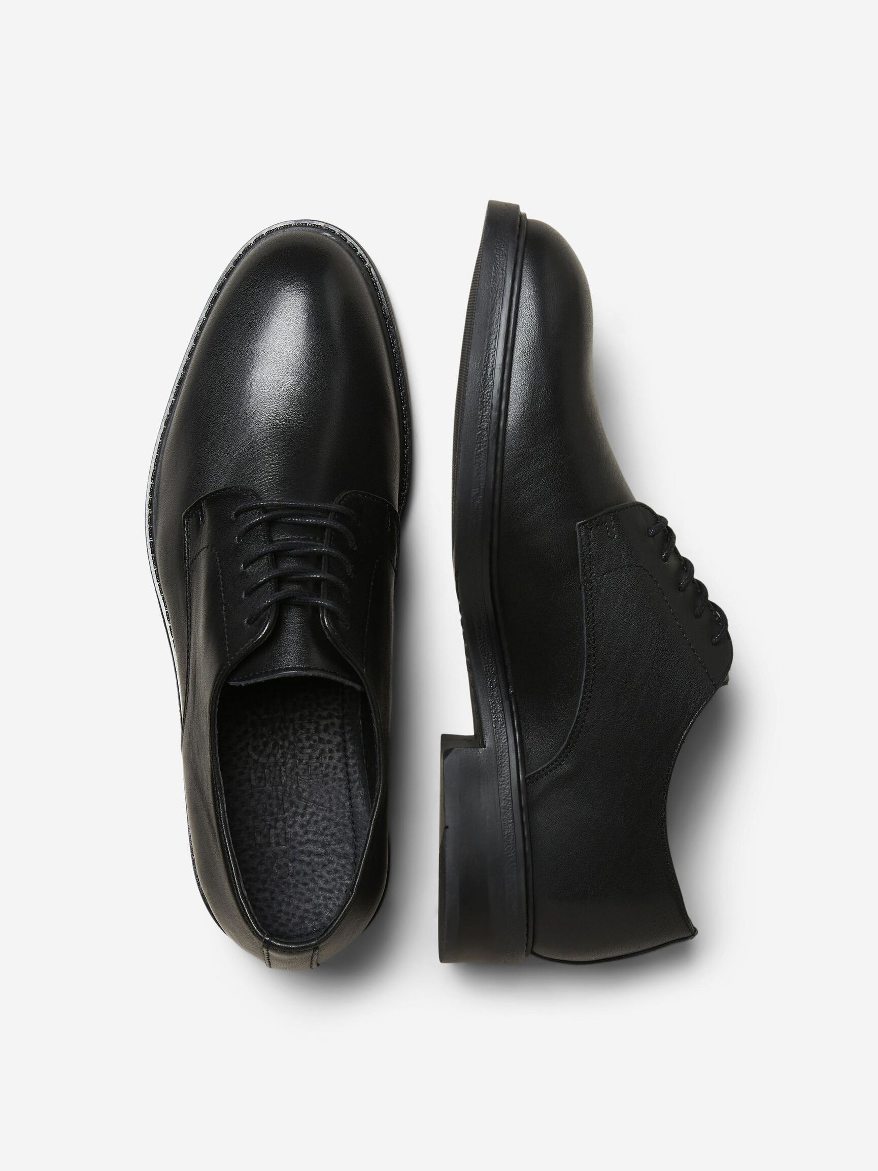LEATHER DERBY SHOES, Black, highres
