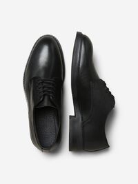 LEDER DERBY-SCHUHE, Black, highres