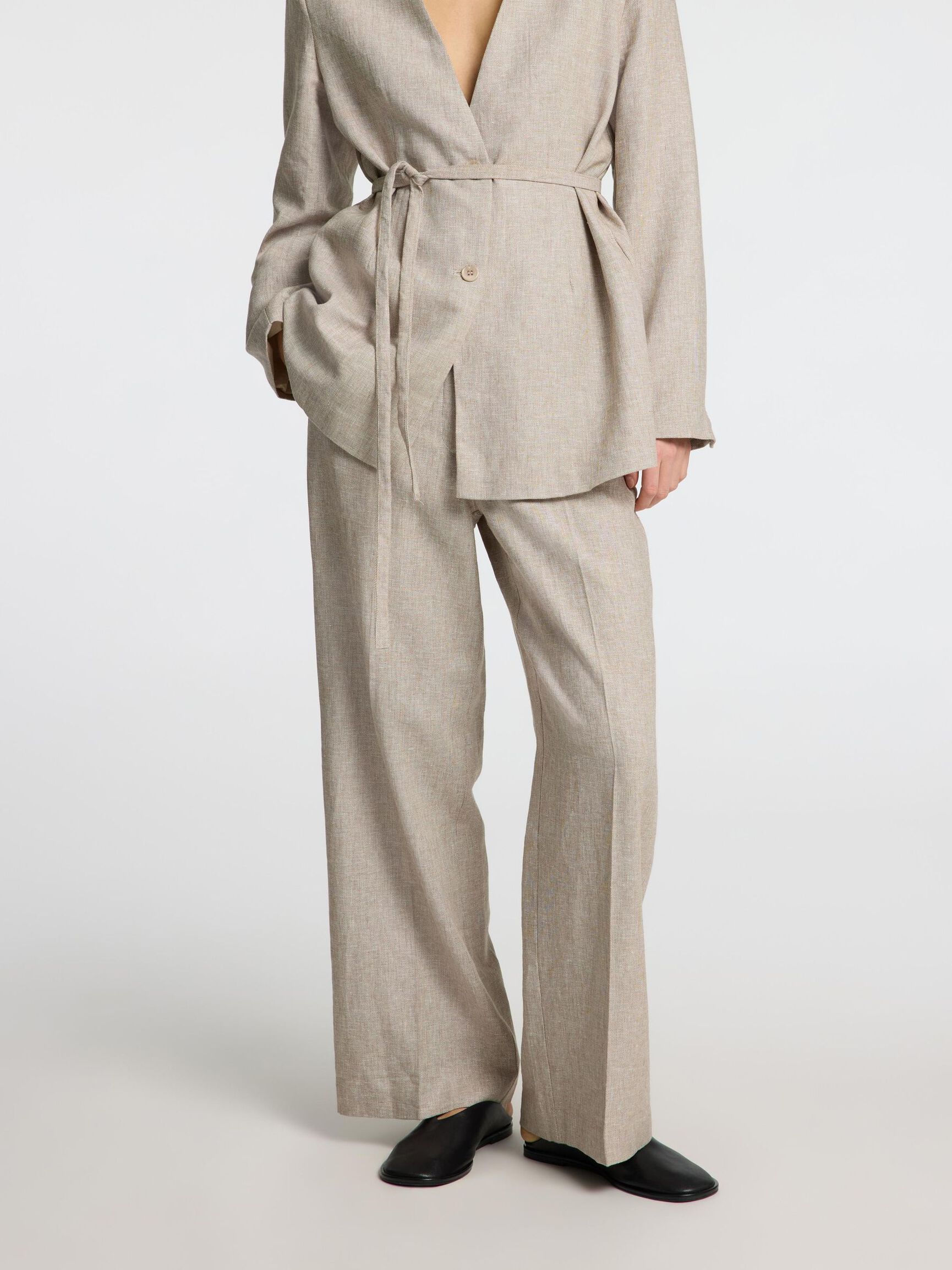 TAILORED WIDE-LEG TROUSERS, Sepia Tint, highres