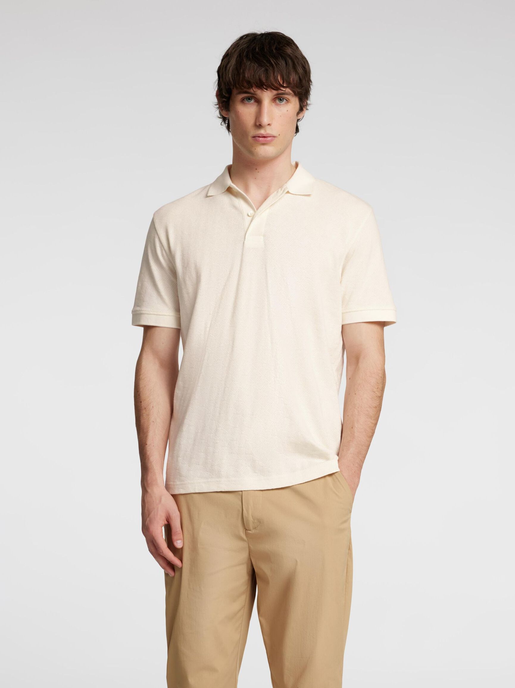 TEJIDO DE JACQUARD POLO, Egret, highres