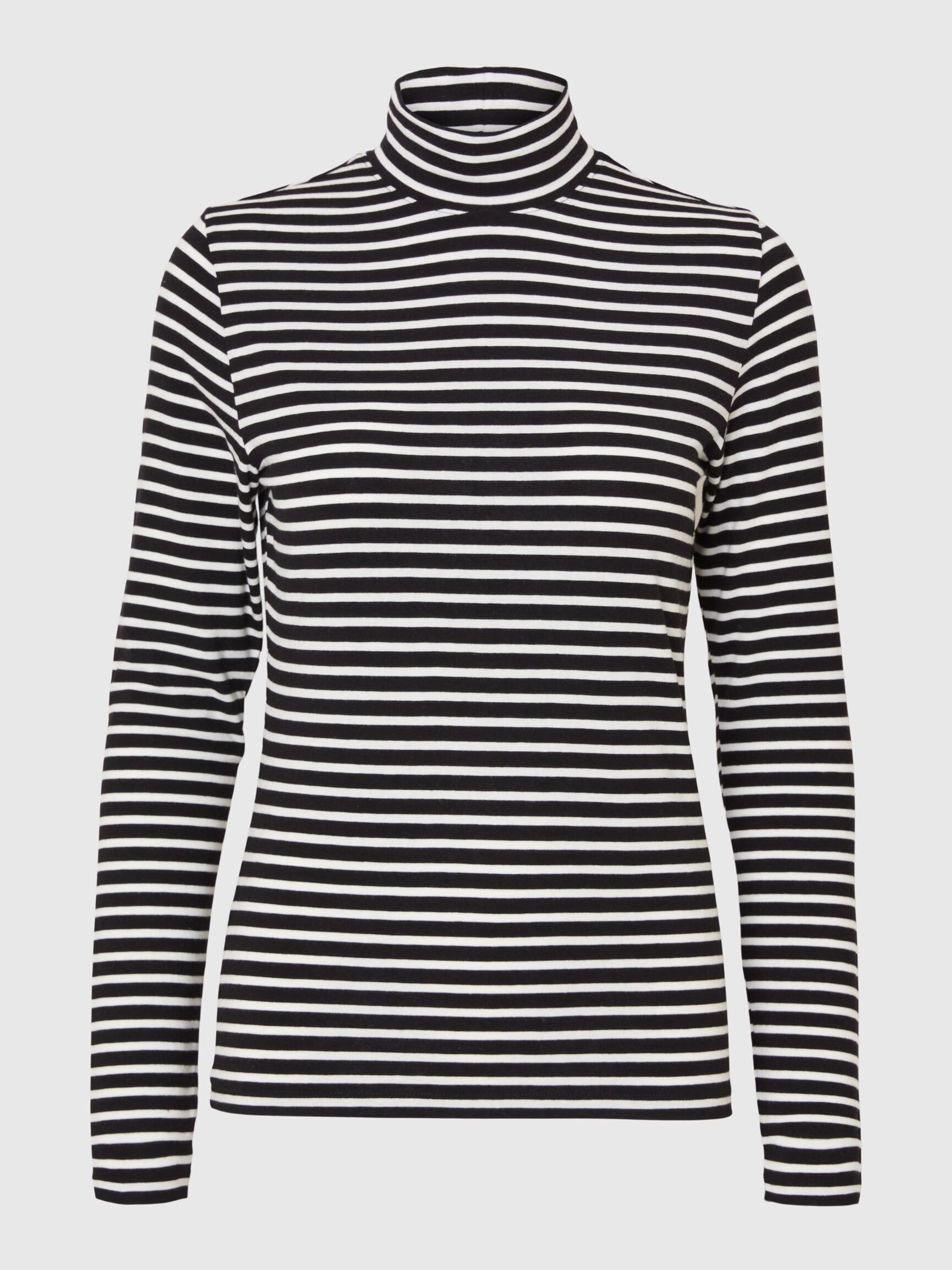 STRIBET TOP MED LANGE ÆRMER, Black, highres