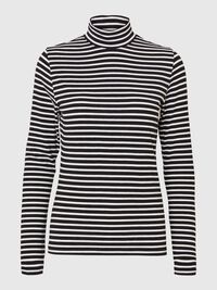 STRIBET TOP MED LANGE ÆRMER, Black, highres