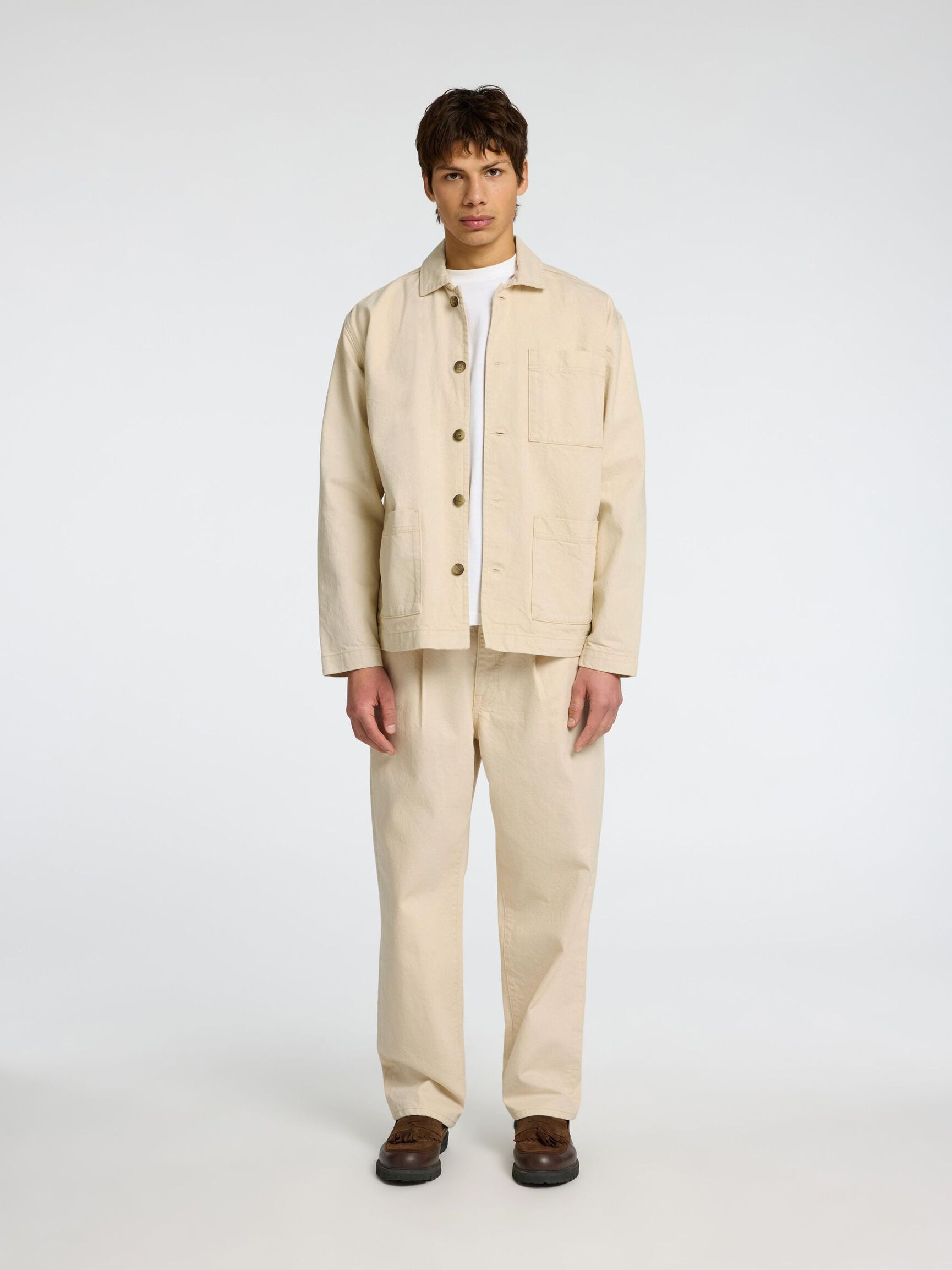 HYBRID COTTON DENIM JACKET, Ecru, highres