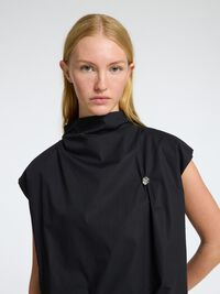 HIGH NECK CROP TOP, Black, highres