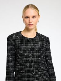 BOUCLÉ WOLLGEMISCH BLAZER, Black, highres