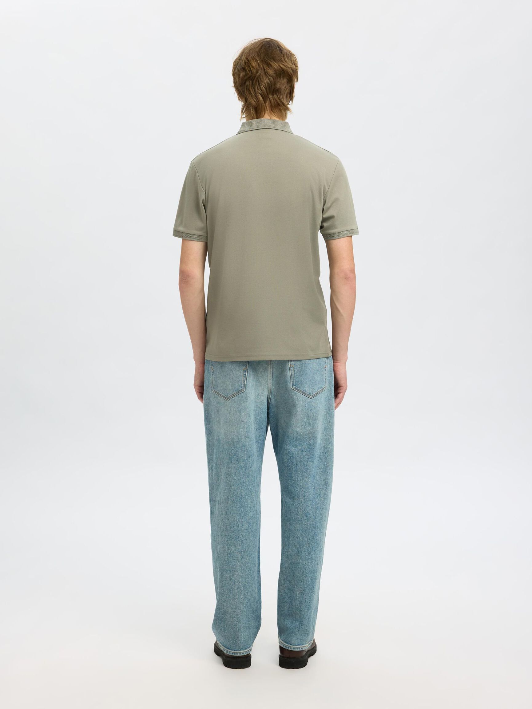 MANCHES COURTES POLO, Vetiver, highres