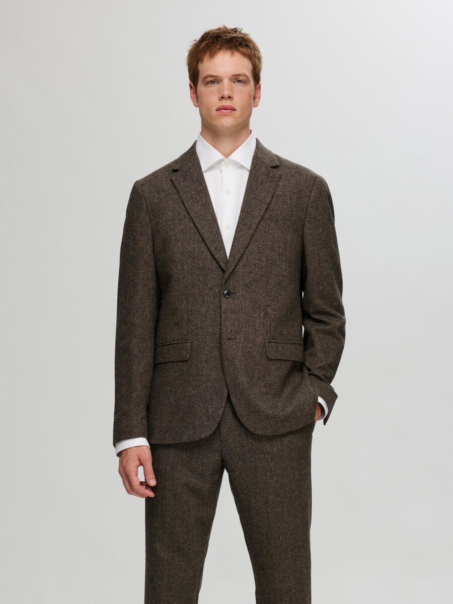 Selected CHECKED WOOL BLEND  BLAZER, Brownie, highres - 16094332_Brownie_1115787_003.jpg
