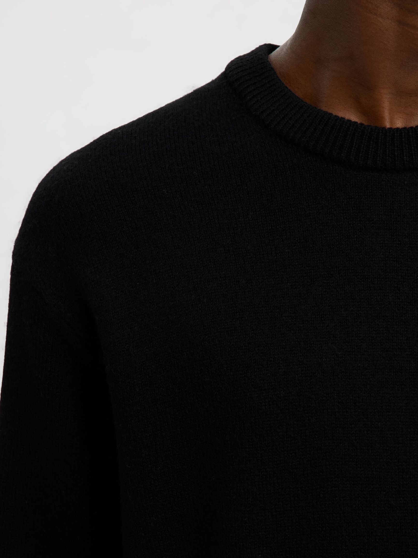 100% WOOL KNITTED JUMPER, Black, highres