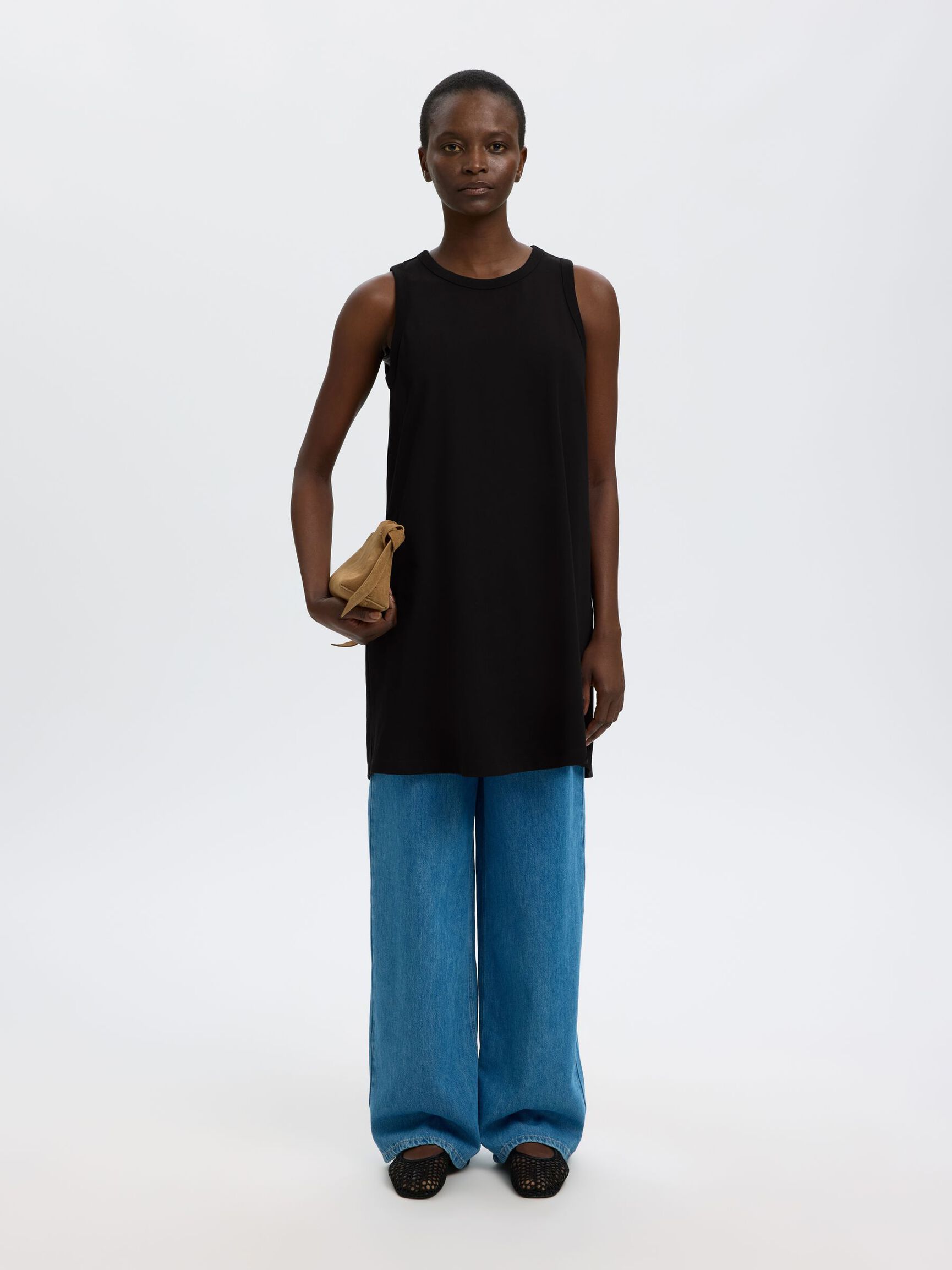 MINI ROBE SANS MANCHES, Black, highres