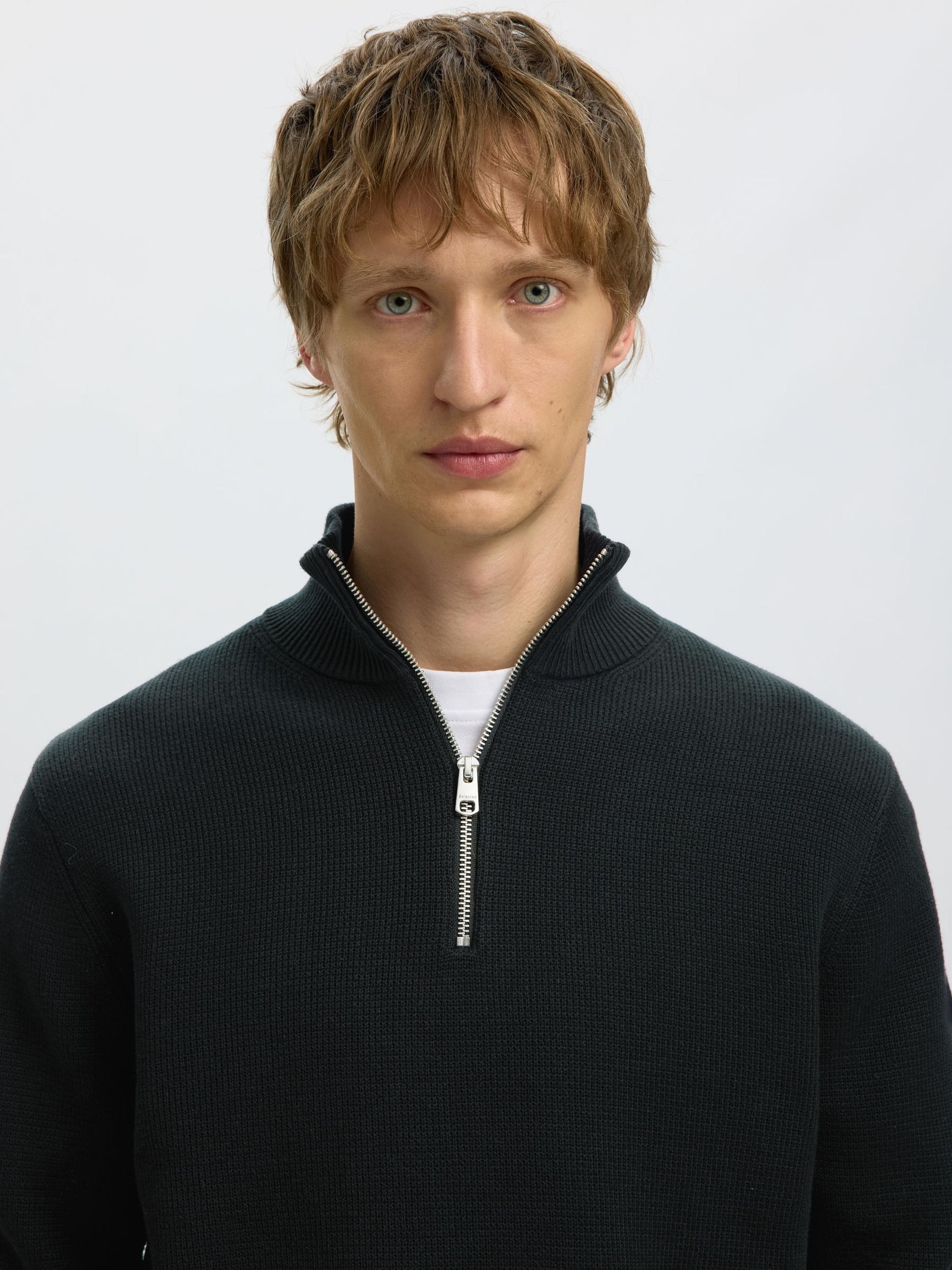 HALF-ZIP JUMPER, Black, highres