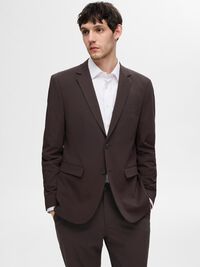 COUPE SLIM EN VISCOSE MÉLANGÉE BLAZER, Chocolate Torte, highres