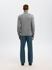 100% MERINO WOOL TURTLENECK, Medium Grey Melange, highres