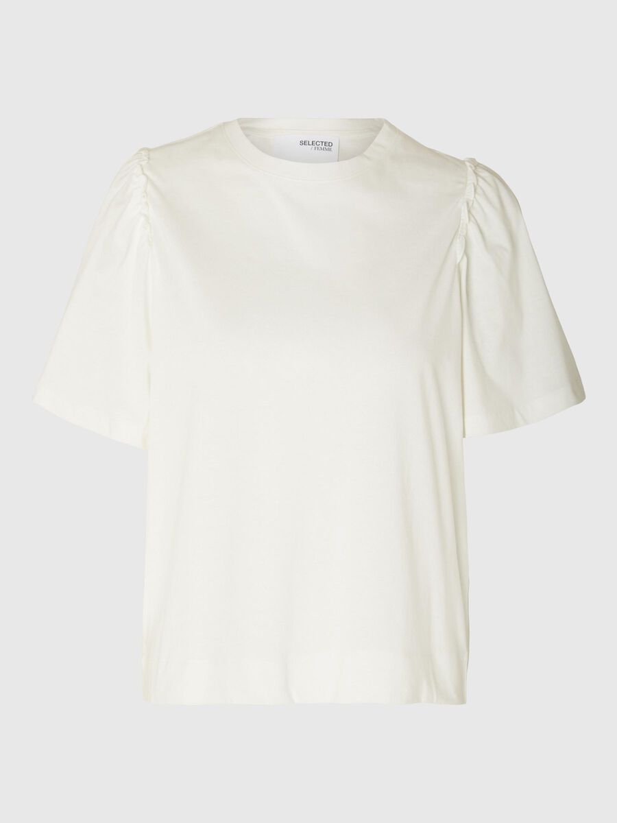 Selected RUCHES KATOEN T-SHIRT, Snow White, highres - 16093306_SnowWhite_001.jpg
