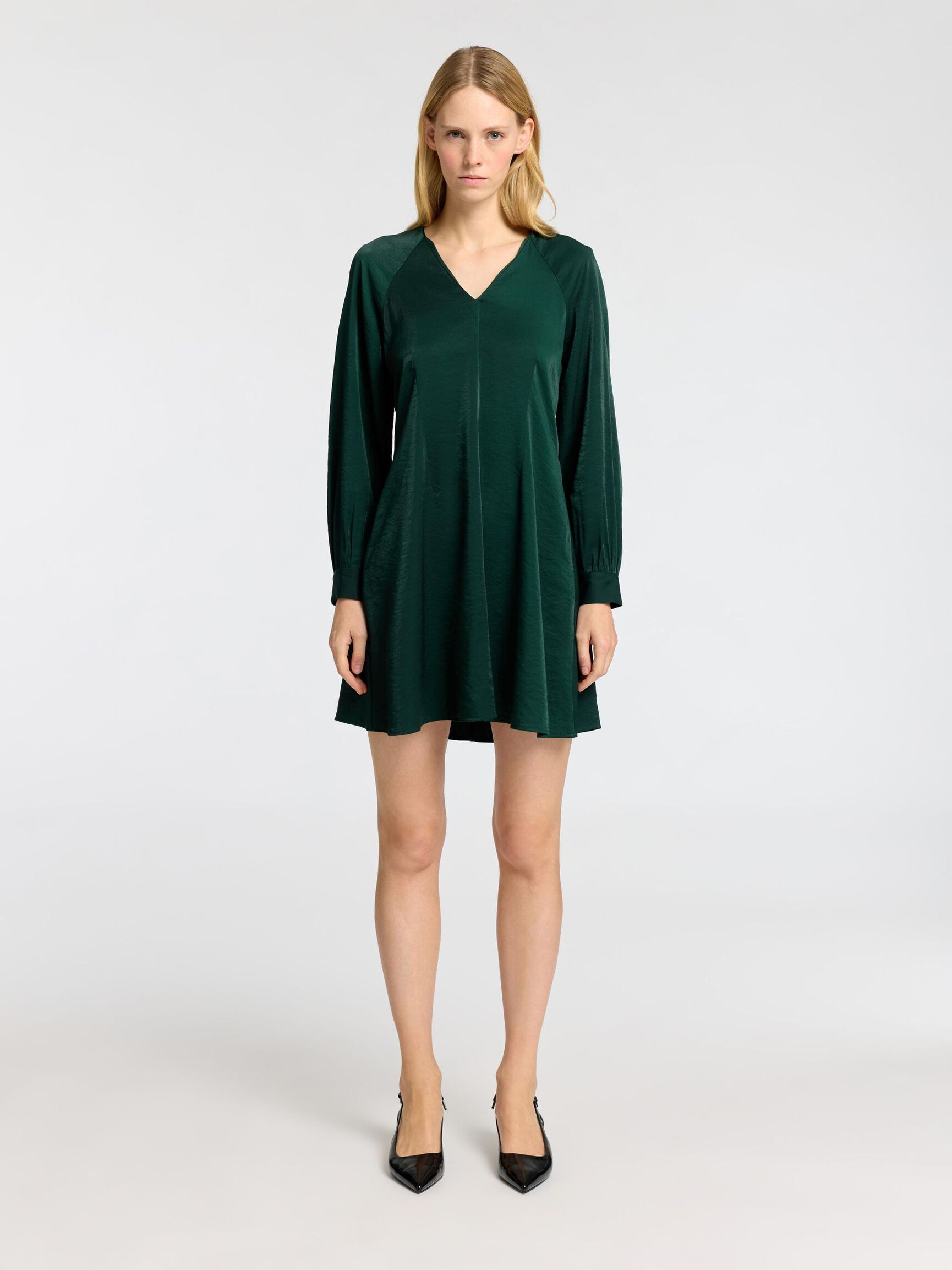 VISCOSE BLEND MINI DRESS, Scarab, highres