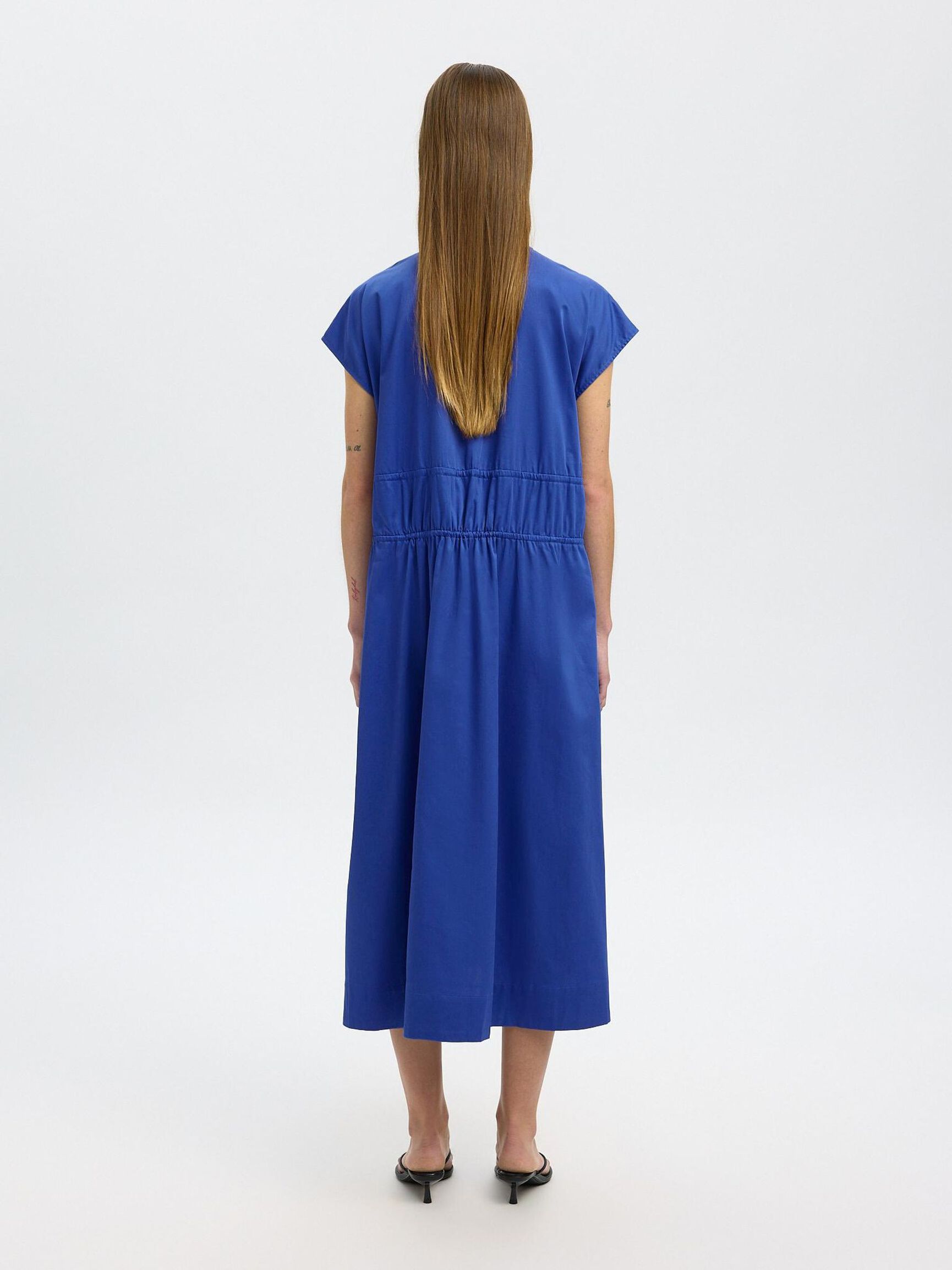 TIE FRONT MIDI DRESS, Dazzling Blue, highres