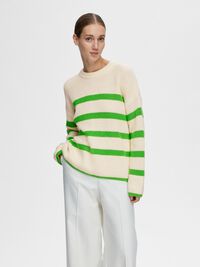STRIPED KNITTED JUMPER, Snow White, highres