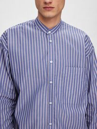 BANDED COLLAR SHIRT, Navy Blazer, highres