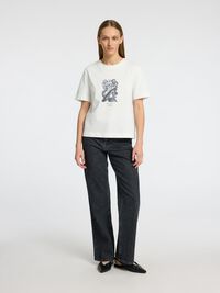 PRINTED BOXY FIT T-SHIRT, Snow White, highres
