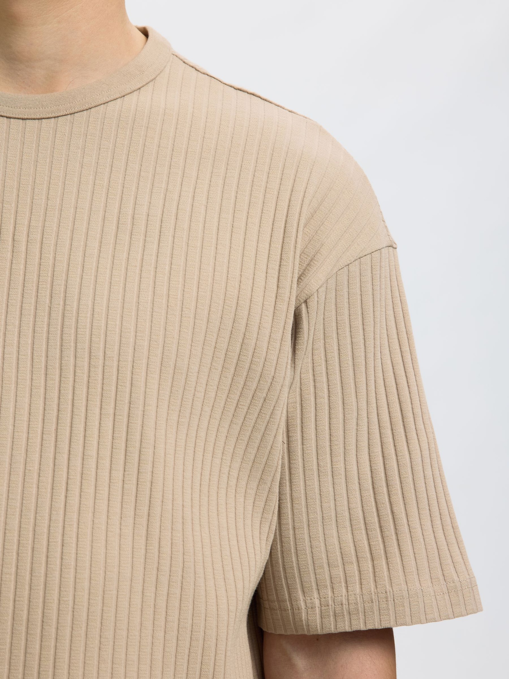 GERIPPTES RELAXED FIT T-SHIRT, Pure Cashmere, highres