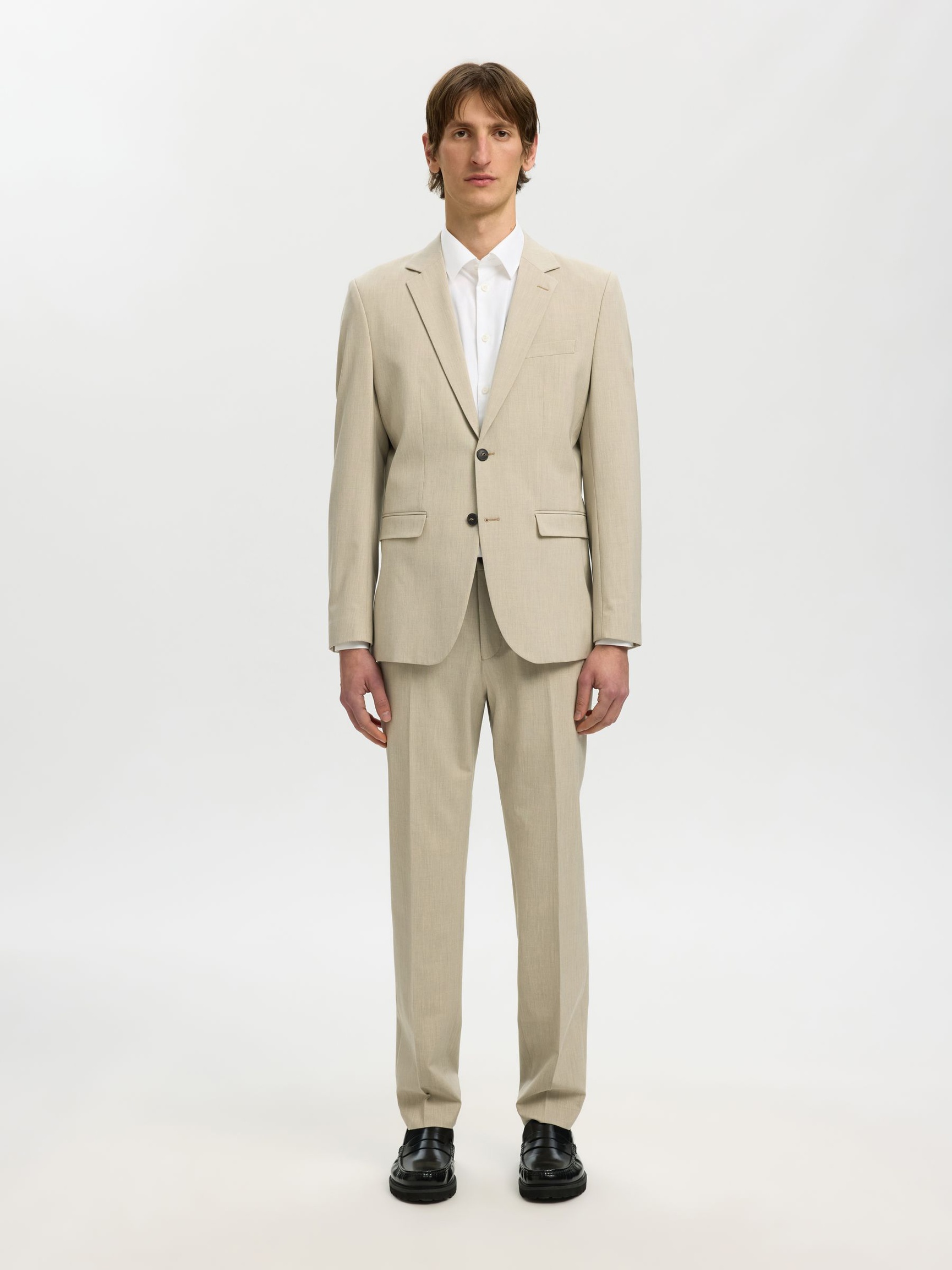LANGERMET SLIM FIT SKJORTE, Bright White, highres