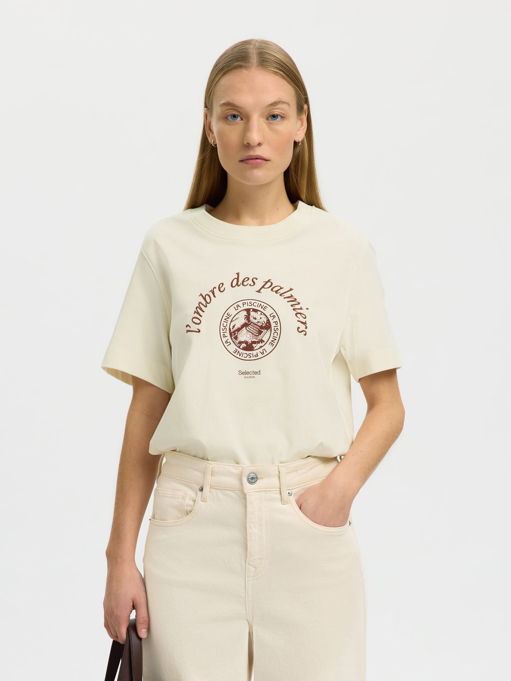 100% BAUMWOLL T-SHIRT MIT RUNDHALSAUSSCHNITT, Egret, highres