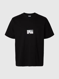 REGULAR FIT PRINTED CREWNECK T-SHIRT, Black, highres