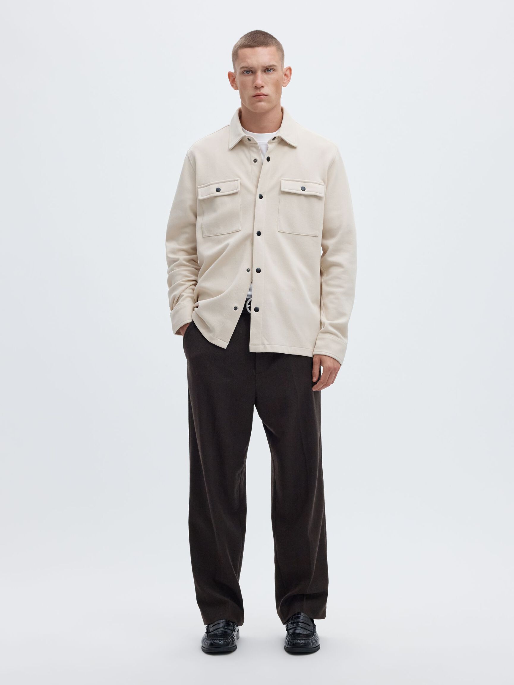 CLASSIC OVERSHIRT, Oatmeal, highres