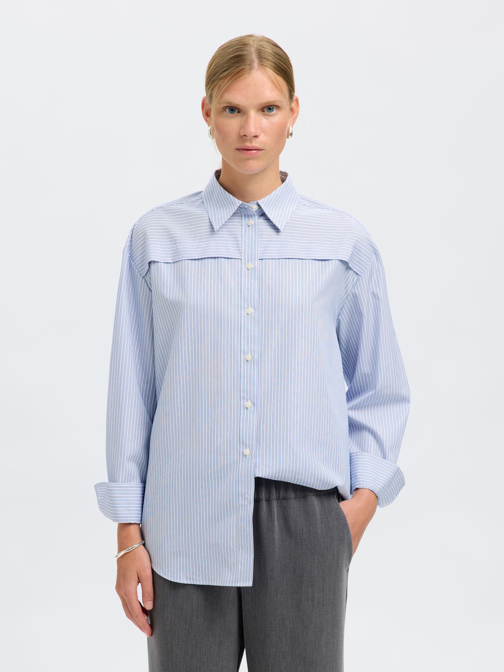 CAMICIA A MANICHE LUNGHE, Cashmere Blue, highres