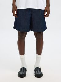 LOOSE-FIT DENIM SHORT, Dark Blue Denim, highres